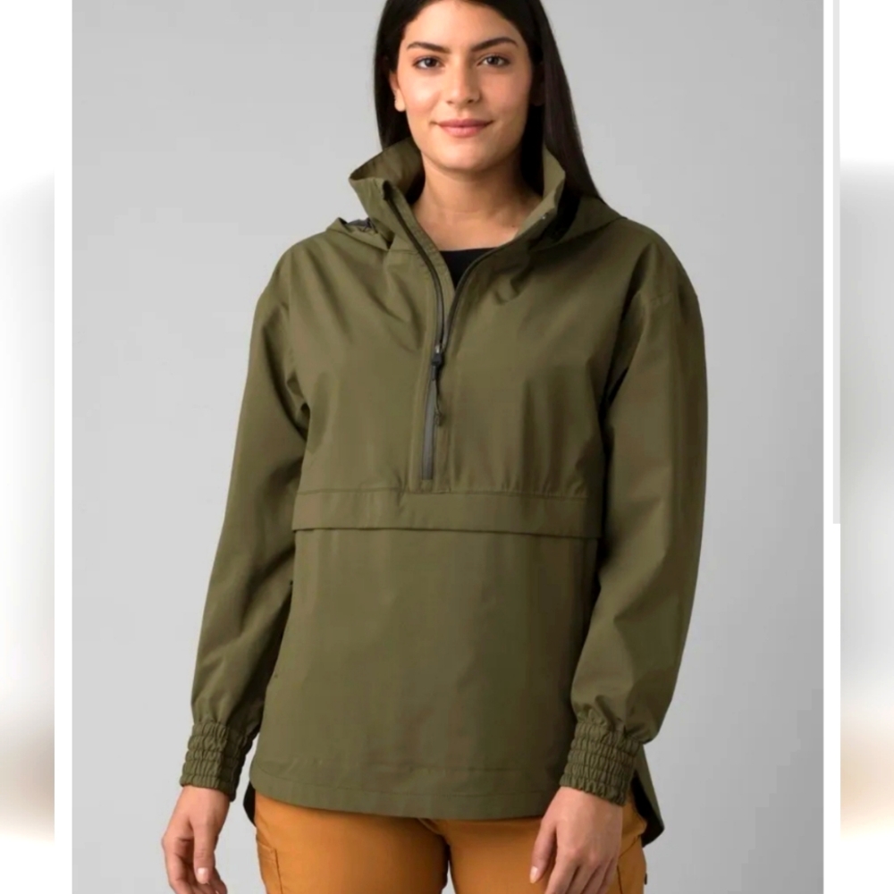 NWT PRANA Heavy Cargo Green Othello Falls Anorak Pullover Rain Jacket Women XL